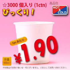 2.5オンス　PLAIN　3,000個入り　HOT&COLD用